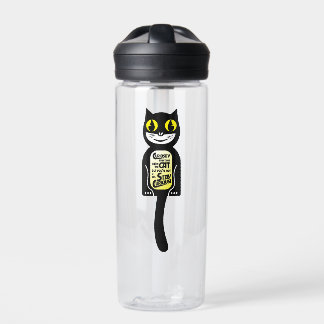 Bouteille D'eau Curieux chat noir jaune