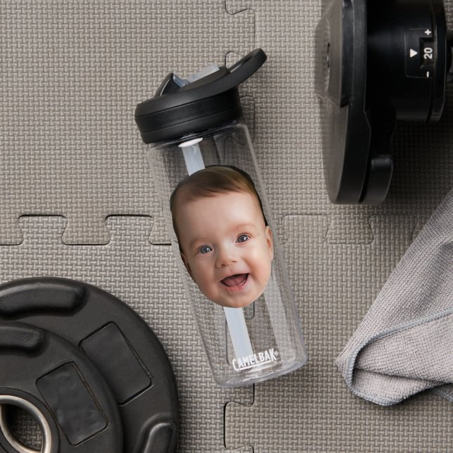 Bouteille D'eau Custom Baby Face, Funny custom photo (Salle de sport (pivotée))