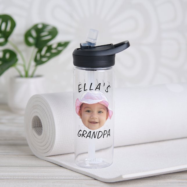 Bouteille D'eau Custom Baby Face Photo Text Grandpa (Yoga (pivotée))