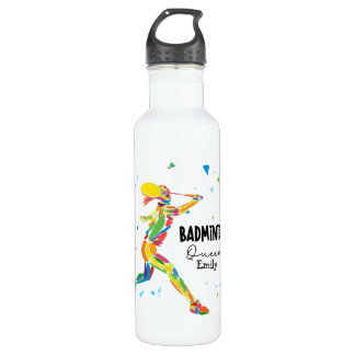 Bouteille D'eau Custom Badminton Queen Colorful Abstract Athlete