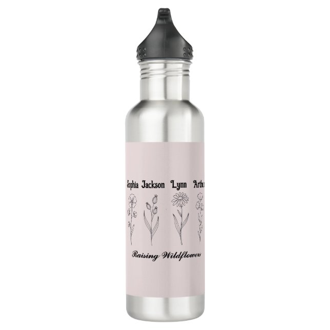 Bouteille D'eau Custom Children Name Wildflower Garden (Droite)