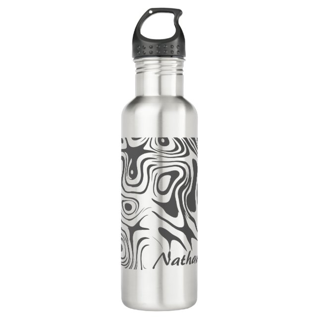 Bouteille D'eau Custom Grey Abstract Swirly Pattern Personalised (Devant)