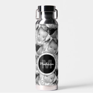 Bouteille D'eau Customisez votre motif photo noir blanc Monogramme