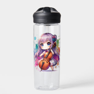 Bouteille D'eau Cute Anime Girl Jouer Cello Personnalisé