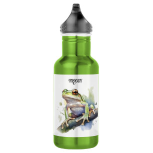 Bouteille D'eau Cute Aquarelle Arbre Frog, personnalisé