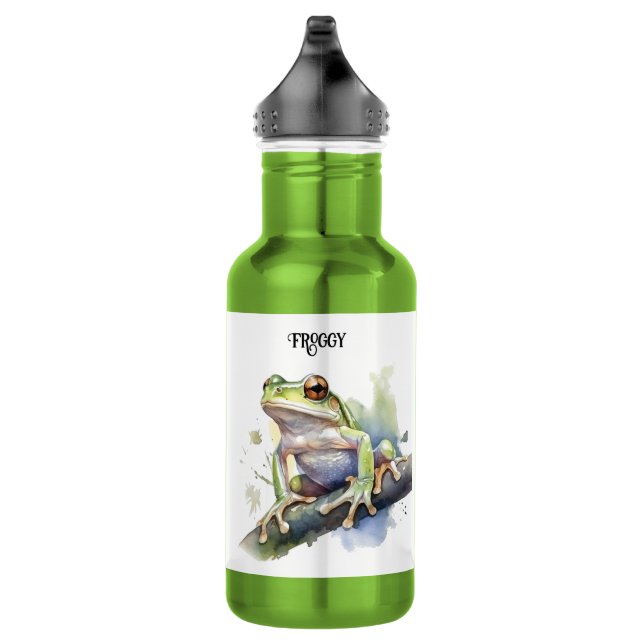 Bouteille D'eau Cute Aquarelle Arbre Frog, personnalisé (Droite)