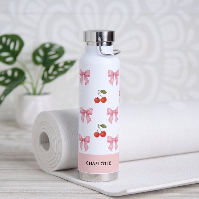 Bouteille D'eau Cute Aquarelle Cerry Bow Coquette Motif (Yoga)