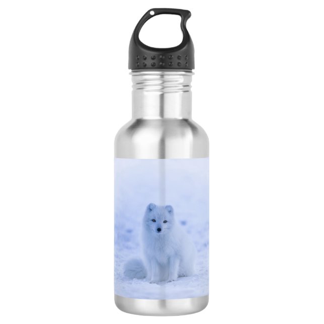 Bouteille D'eau Cute Arctic Fox sur Snowy Winter Arrière - plan (Devant)