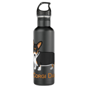 Bouteille D'eau Cute Black Tricolor Pembroke Corgi Dad Dog Lovers