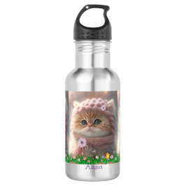 Bouteille D'eau Cute Chat Rose Knit Har Écarf Jardin Floral Person
