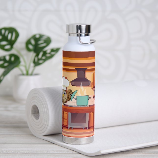 Bouteille D'eau Cute Chef Owl Cuisine en cuisine (Yoga)