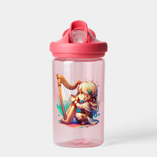 Bouteille D'eau Cute Chibi Fille Jouer De La Harpe Personnalisée