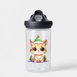 Bouteille D'eau Cute Chibi Kawaii Dessin de Noël Kitty Chat