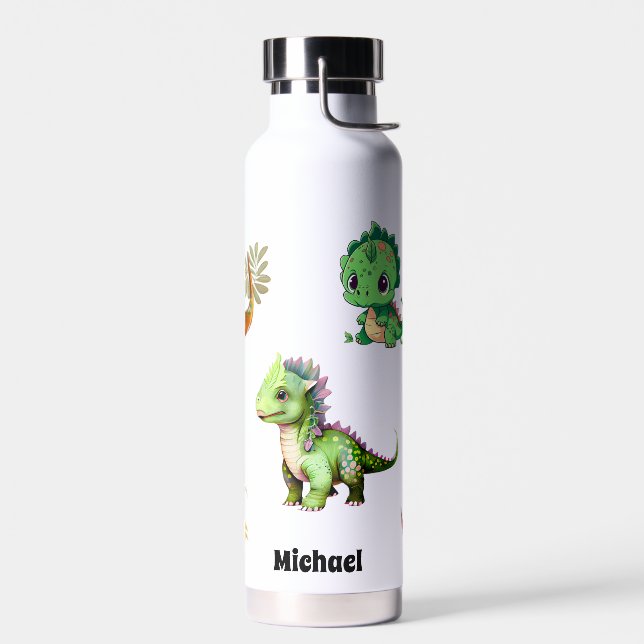 Bouteille D'eau Cute Dinosaur Motif Enfants Nom personnalisé (Gauche)