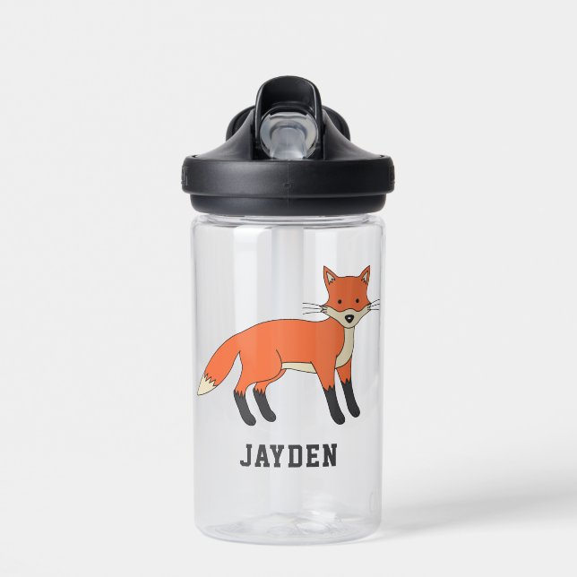 Bouteille D'eau Cute Fox Personnalisé Nom Personnalisé Retour À L' (Avant)