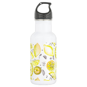 Bouteille D'eau Cute Fraîche Citrus Citron Été Doodle Jaune Grand