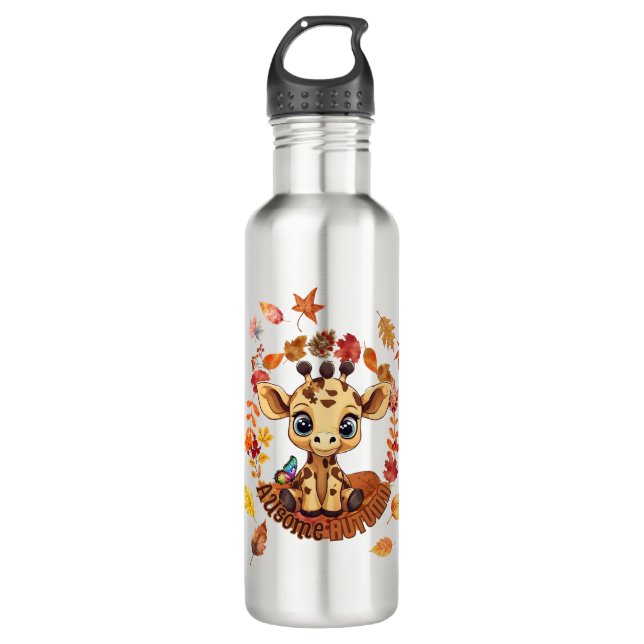 Bouteille D'eau Cute Giraffe “Autism Awesome Autumn” (Devant)