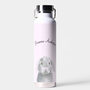 Bouteille D'eau Cute Girl Lapin Rose Nom Personnalisé Simple