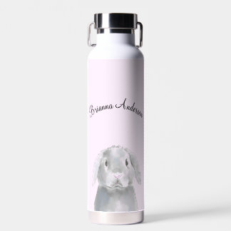 Bouteille D'eau Cute Girl Lapin Rose Nom Personnalisé Simple