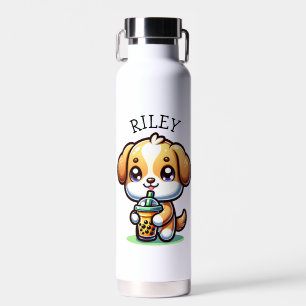Bouteille D'eau Cute Kawaii Chien chiot avec Thé à bulle Personnal