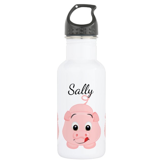 Bouteille D'eau Cute Little Rose Piggy Personnalisé (Devant)