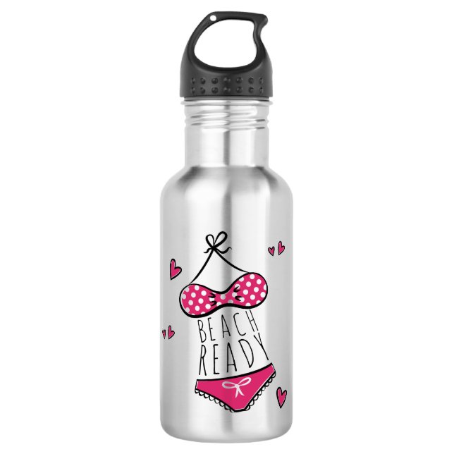 Bouteille D'eau Cute Pink Bikini Beach Ready (Devant)