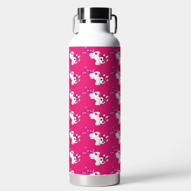 Bouteille D'eau Cute Pooping rose licorne (Avant)