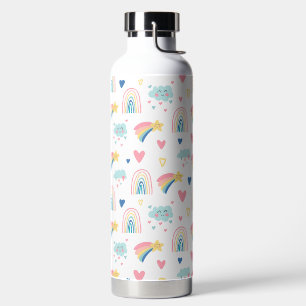 Bouteille D'eau Cute Rainbow Hearts & Clouds Motif