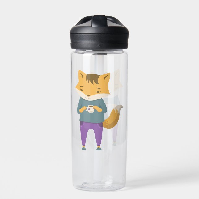 Bouteille D'eau Cute renard avec tasse de thé (Extérieur)