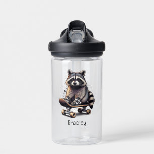 Bouteille D'eau Cute Skateboard Raccoon Amusant Animal Nature Art