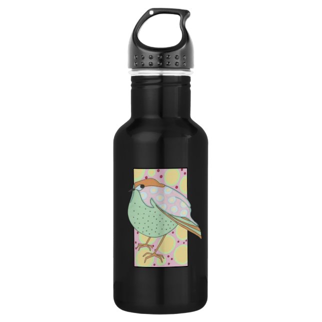 Bouteille D'eau Cute Stylé Pastel Songbird encadré (Devant)