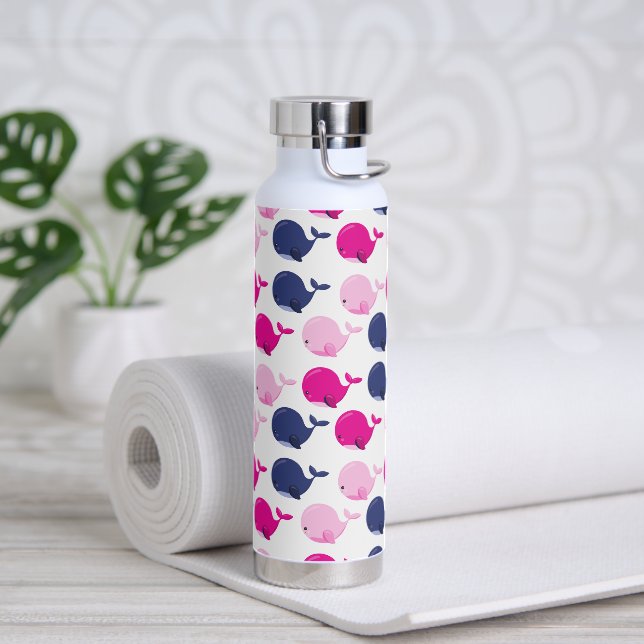 Bouteille D'eau Cute Whales, Pattern of Whales, Sea Animals (Yoga)