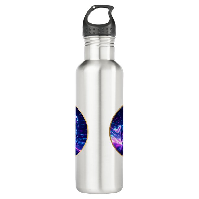 Bouteille D'eau **Cyber Neon Horse – Futuristic Glow Art** (Devant)