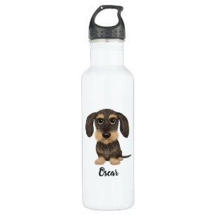 Bouteille D'eau Dachshund À poils durs  Teckel avec texte personna