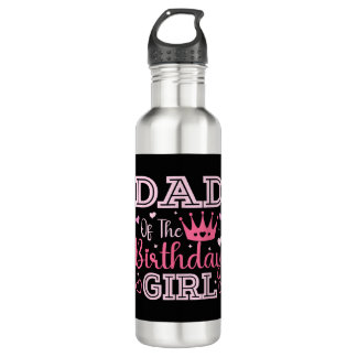 Bouteille D'eau Dad of The Birthday Girl Cute Pink Matching Family