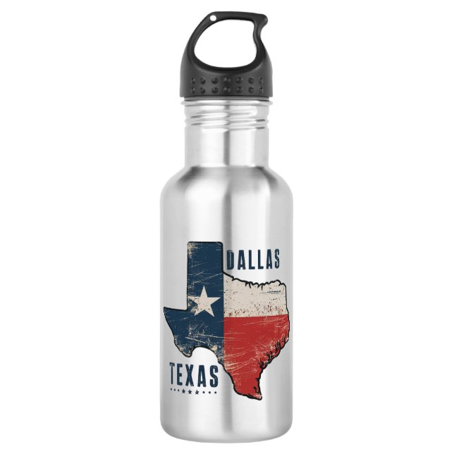 Bouteille D'eau Dallas Texas State Map Indicateur (Devant)