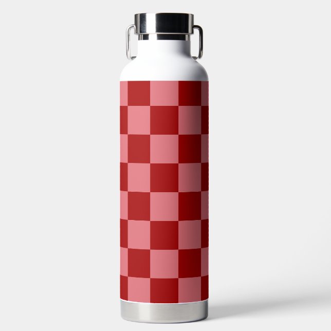 Bouteille D'eau Damier Rouge Bonbon et Rose Bonbon (Avant)