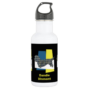 Bouteille D'eau Dandie Dinmont Terrier Chien Grille jaune et bleu