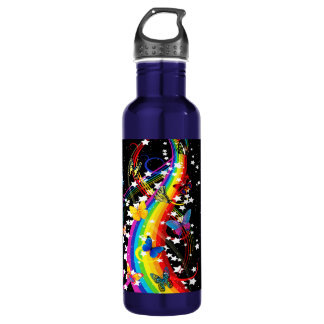 Bouteille d'eau d'arc-en-ciel de papillon