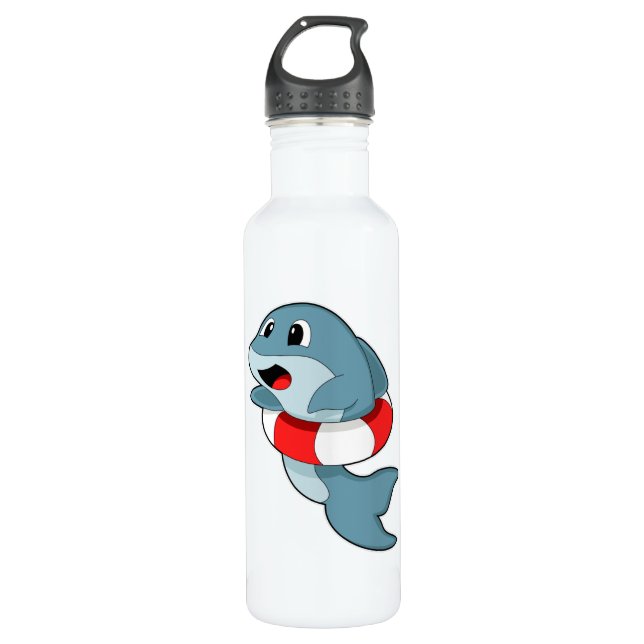 Bouteille D'eau Dauphin à la natation avec anneau de natation (Devant)