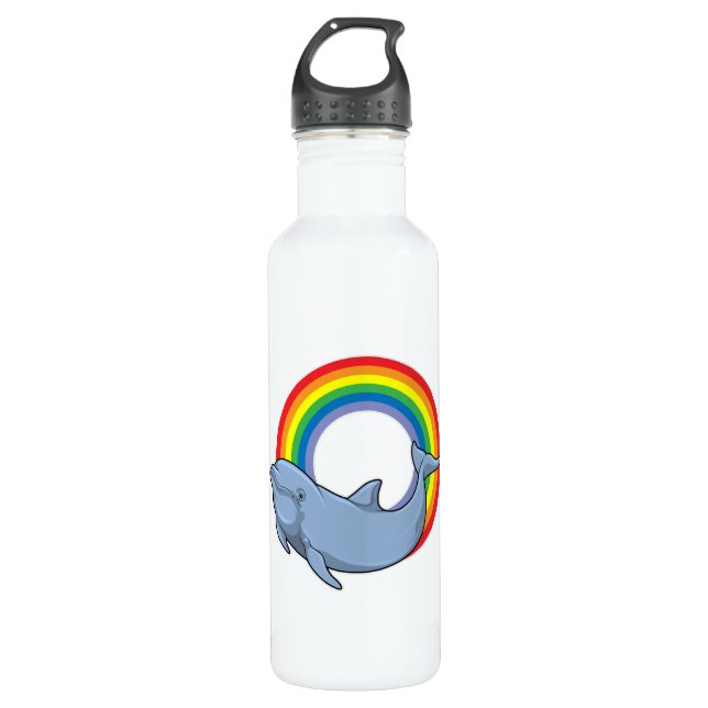 Bouteille D'eau Dauphin avec arc-en-ciel (Devant)