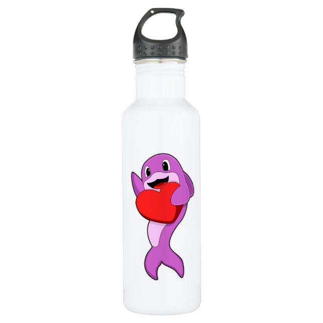 Bouteille D'eau Dauphin avec coeur (Devant)