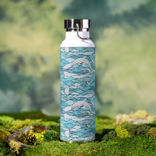 Bouteille D'eau Dauphins de verre tendu de l'océan bleu