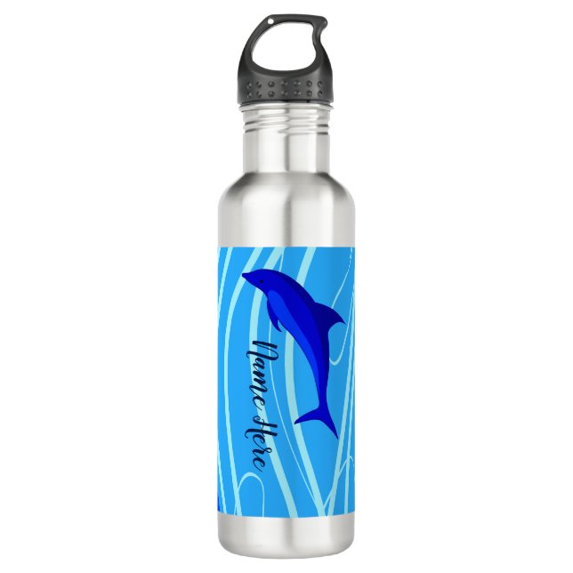 Bouteille D'eau Dauphins & Soleil Personnalisez Ajouter votre nom  (Devant)
