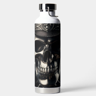 Bouteille d'eau de cow-boy à crâne métallique