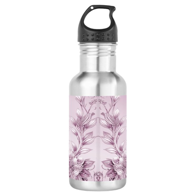 Bouteille d'eau de feuillage rose (Devant)