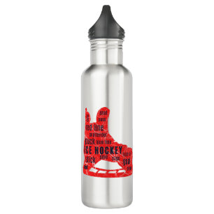 Bouteille d'eau de hockey sur glace - raie rouge a