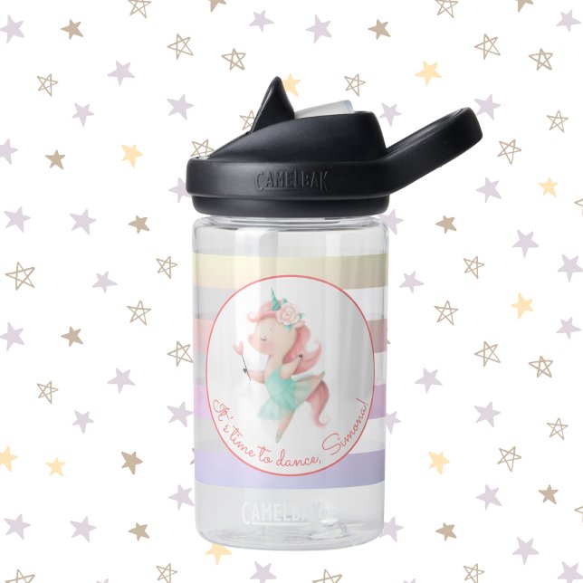 Bouteille d'eau de la soirée dansante Unicorn pers (Personalized Unicorn Dance Party Water Bottle)