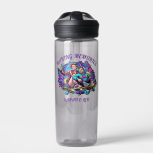 Bouteille d'eau de skateboard maman et fils graffi