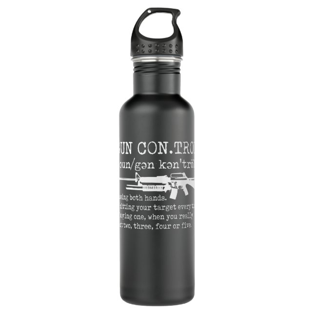 Bouteille D'eau Définition de contrôle d'arme à feu amusant (Devant)